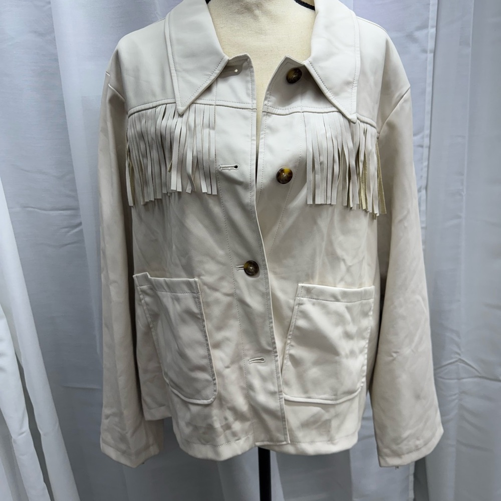 Jacket ivory, size 1X, It has stains